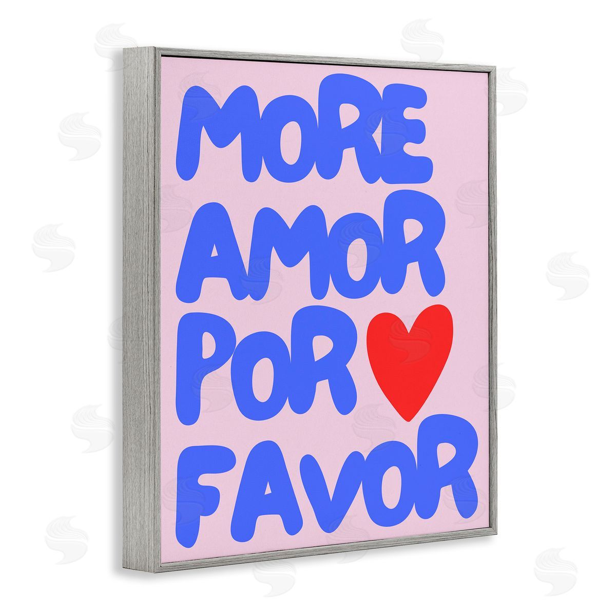 Blue & Red More Amor Grey Frame Print Wall Art, Home Decor by House of Lulu