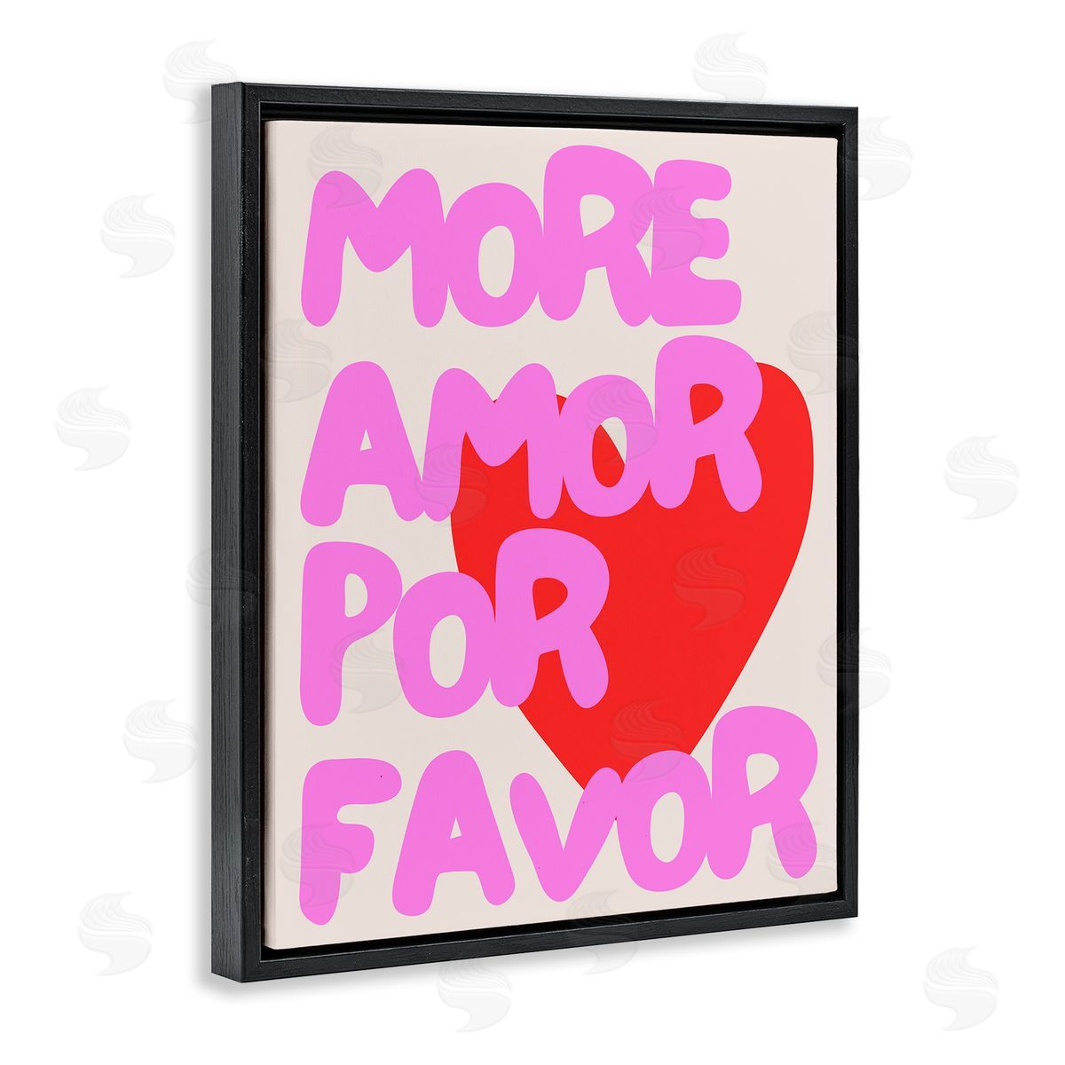 Pink & Red More Amor Black Floating Frame Canvas Wall Art, Home Decor by House of Lulu