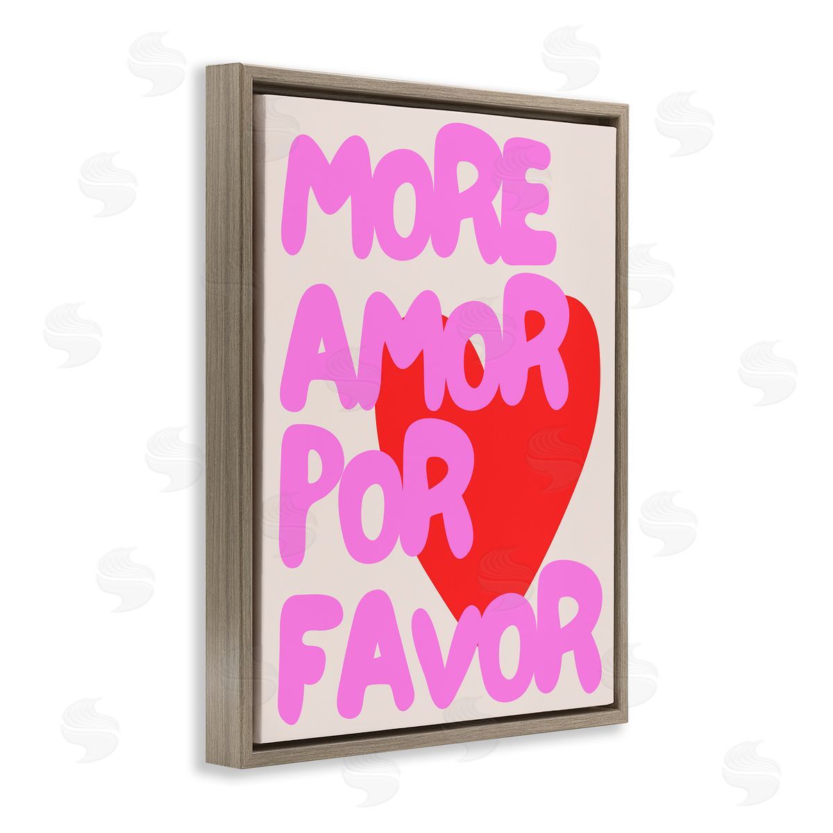 Pink & Red More Amor Brown Floating Frame Canvas Wall Art, Home Decor by House of Lulu