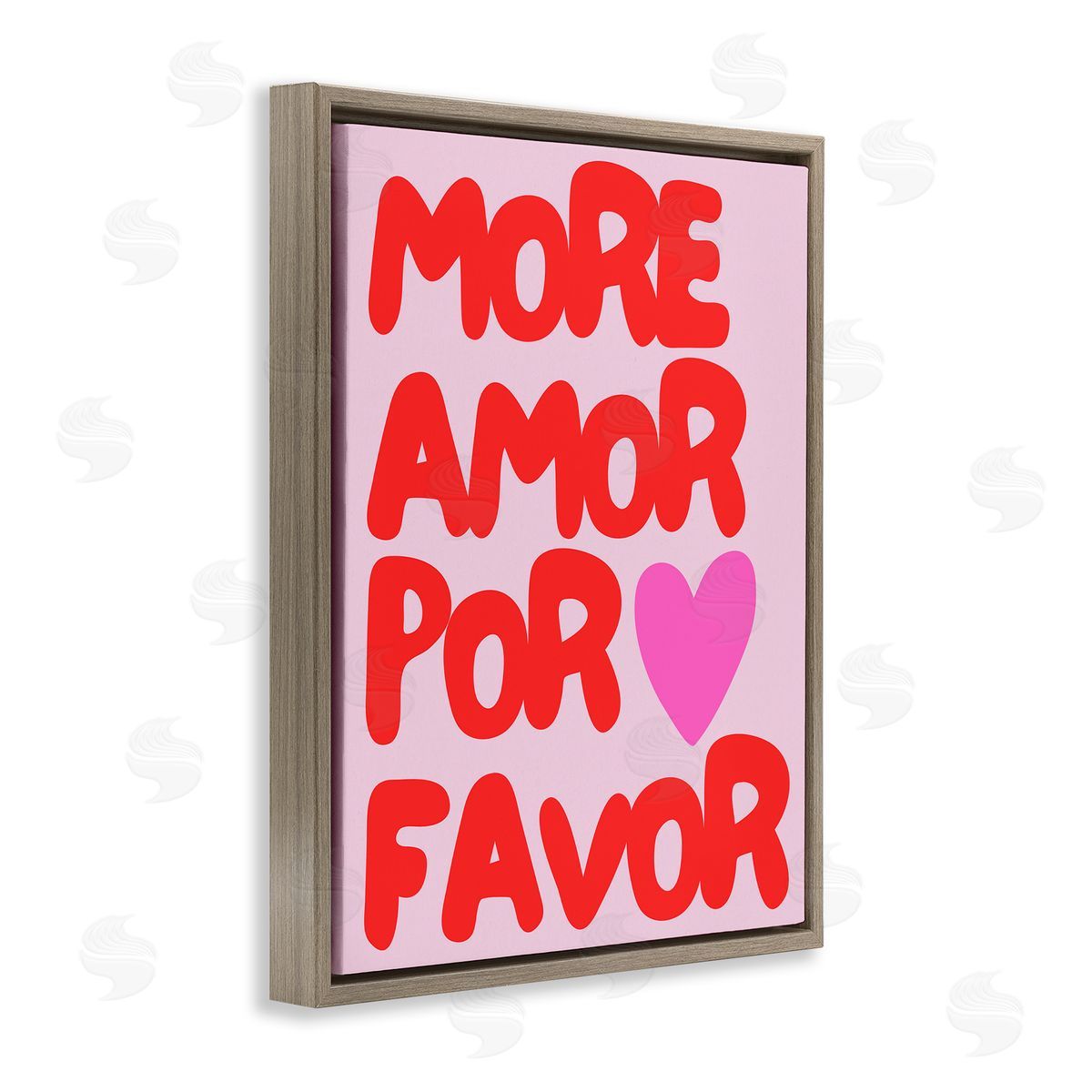 More Amor Phrase Brown Floating Frame Canvas Wall Art, Home Decor by House of Lulu