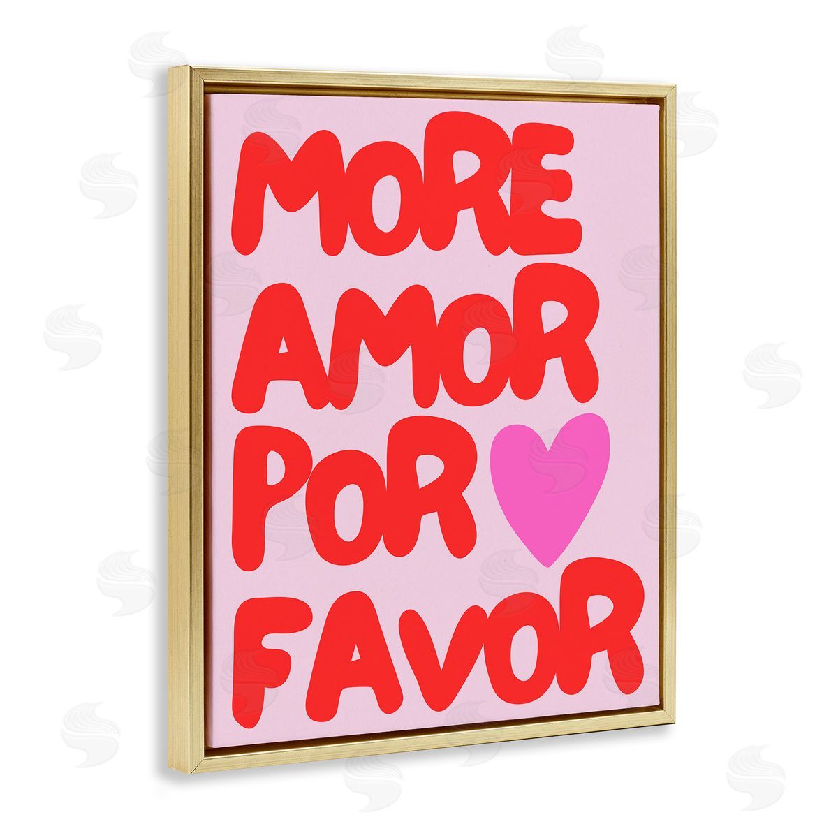 More Amor Phrase Gold Floating Frame Canvas Wall Art, Home Decor by House of Lulu
