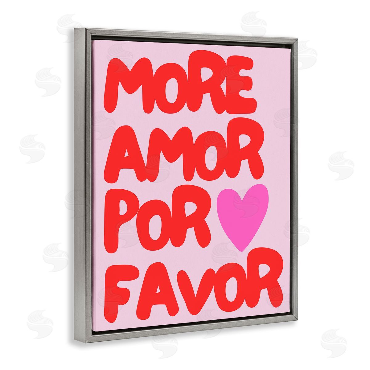 More Amor Phrase Grey Floating Frame Canvas Wall Art, Home Decor by House of Lulu