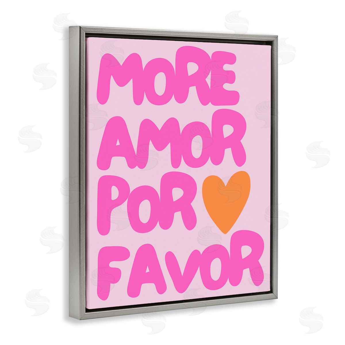 More Amor with Heart Grey Floating Frame Canvas Wall Art, Home Decor by House of Lulu