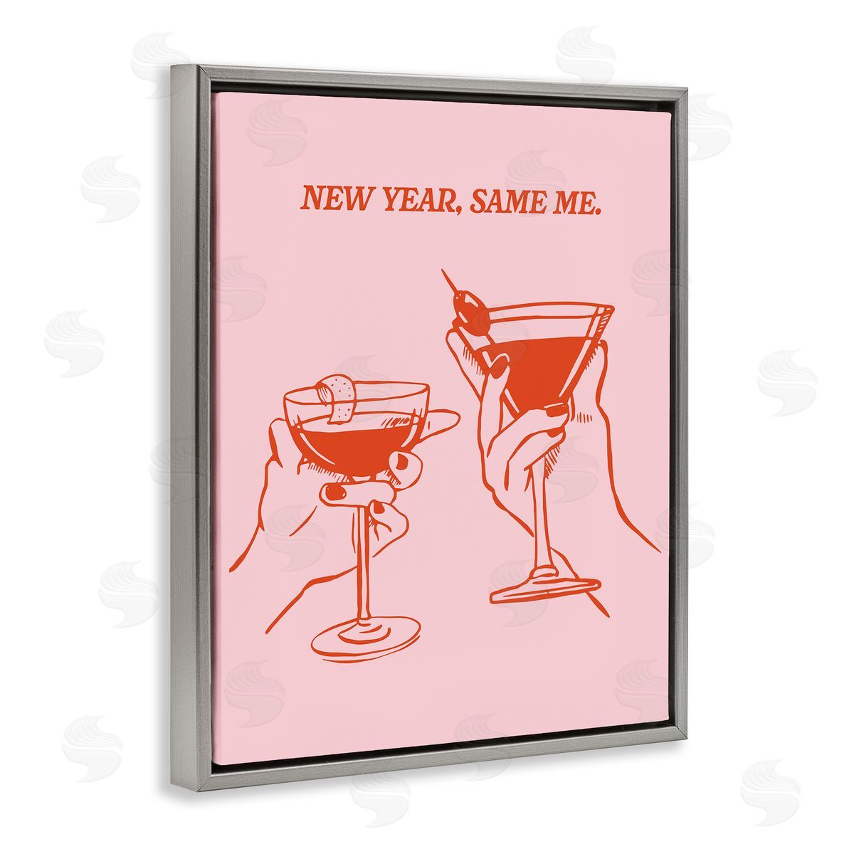New Year Same Me Grey Floating Frame Canvas Wall Art, Home Decor by House of Lulu