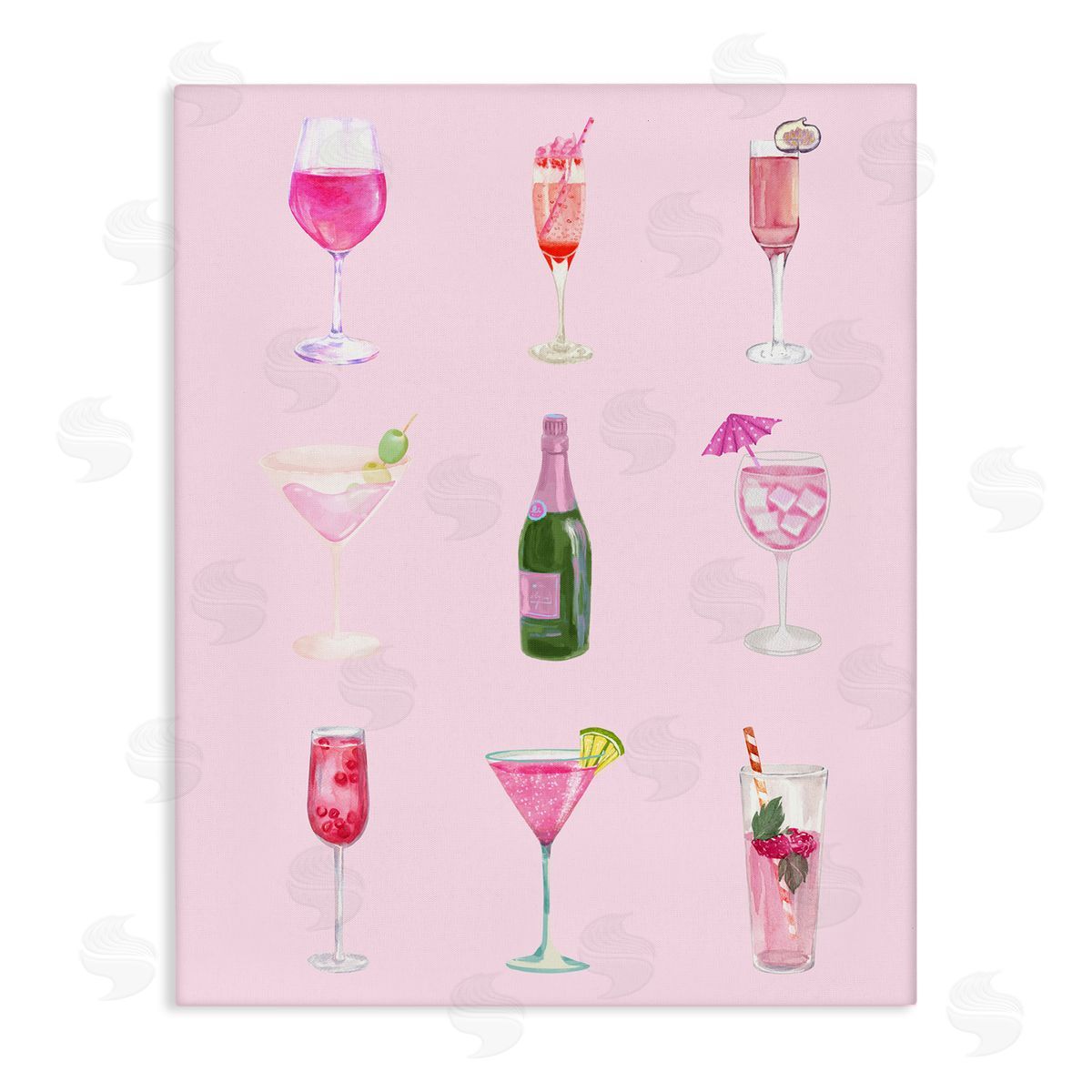 Various Pink Drinks Canvas Wall Art, Home Decor by House of Lulu