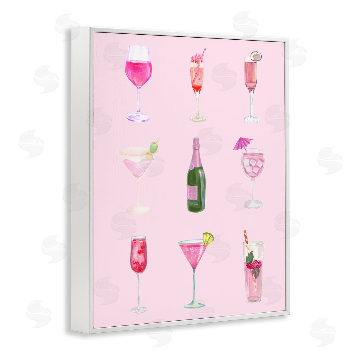 Various Pink Drinks White Frame Print Wall Art, Home Decor by House of Lulu