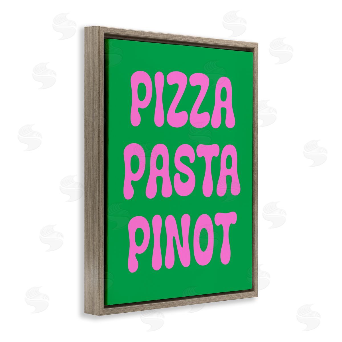 Pizza Pasta Pinot Brown Floating Frame Canvas Wall Art, Home Decor by House of Lulu