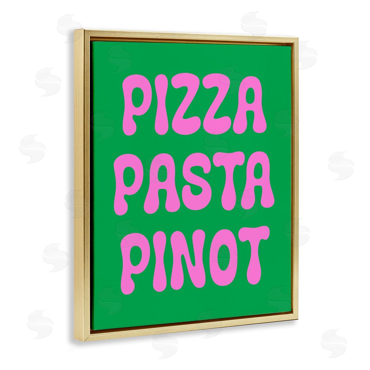 Pizza Pasta Pinot Gold Floating Frame Canvas Wall Art, Home Decor by House of Lulu