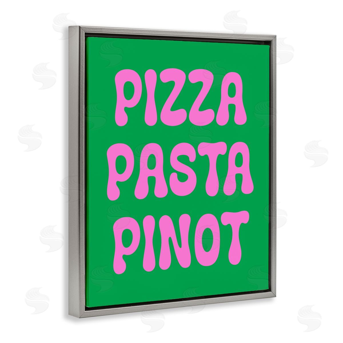 Pizza Pasta Pinot Grey Floating Frame Canvas Wall Art, Home Decor by House of Lulu
