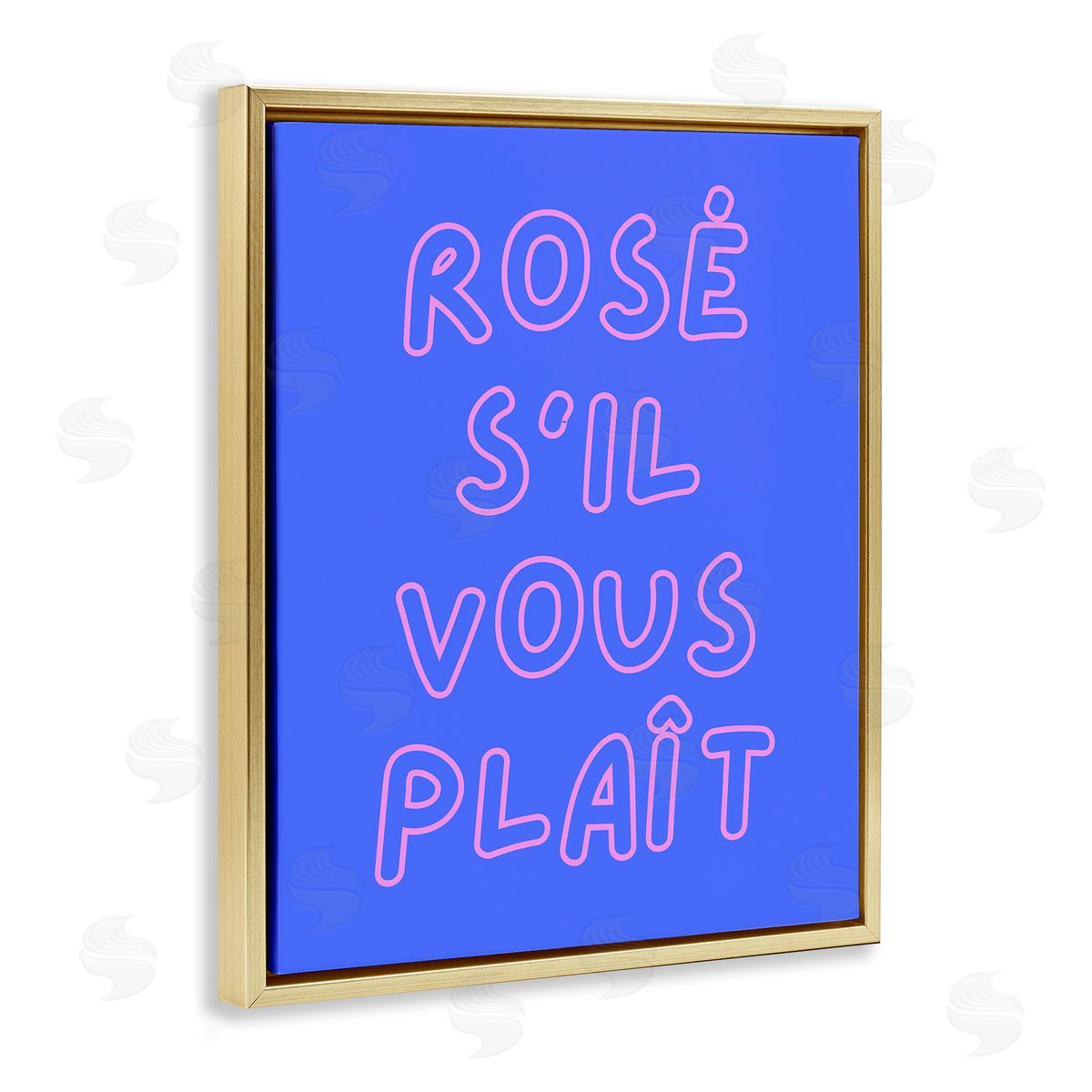 Rosé Please Phrase Gold Floating Frame Canvas Wall Art, Home Decor by House of Lulu