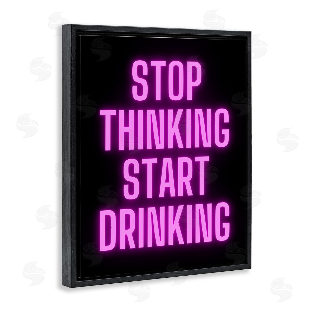 Stop Thinking Start Drinking Black Floating Frame Canvas Wall Art, Home Decor by House of Lulu