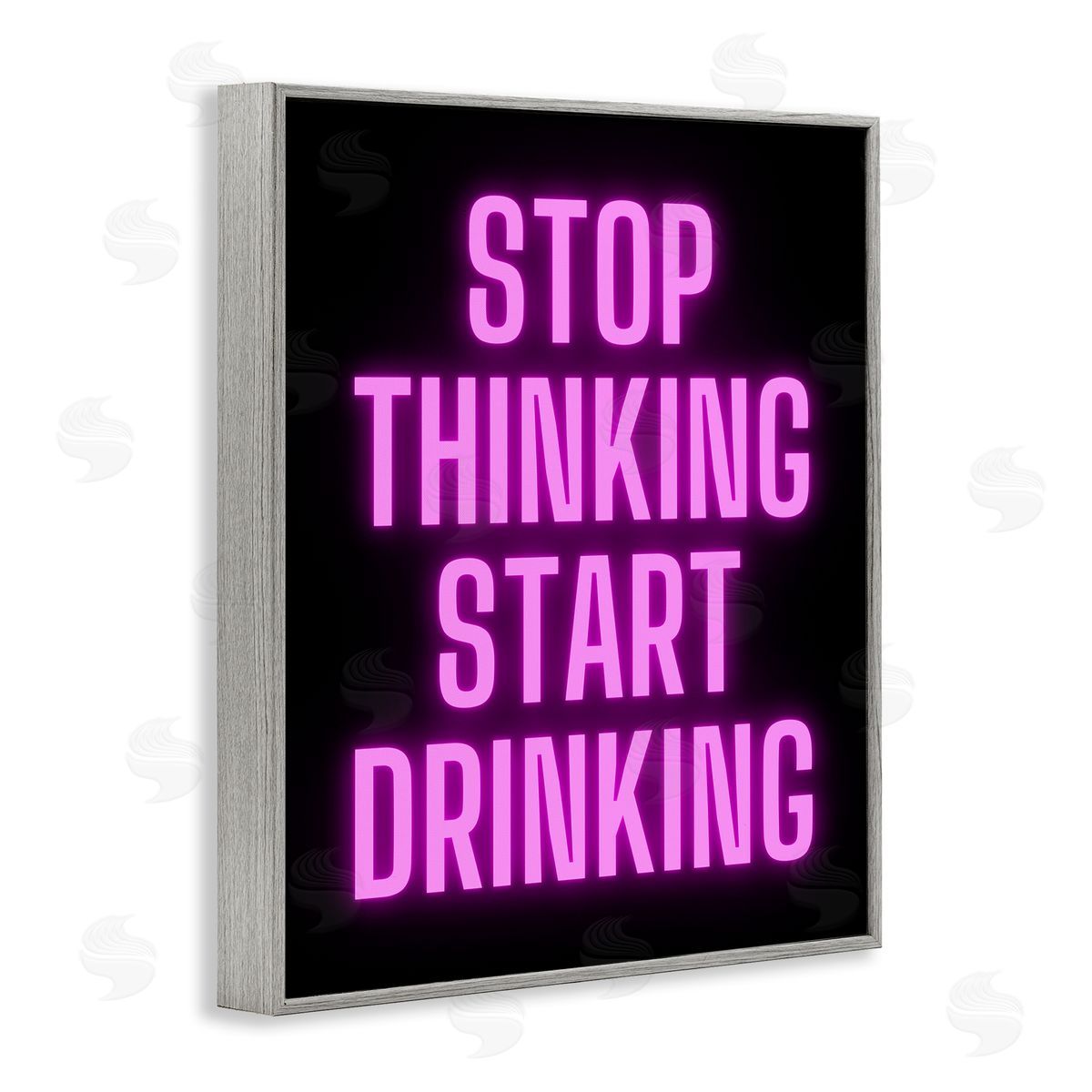 Stop Thinking Start Drinking Grey Frame Print Wall Art, Home Decor by House of Lulu