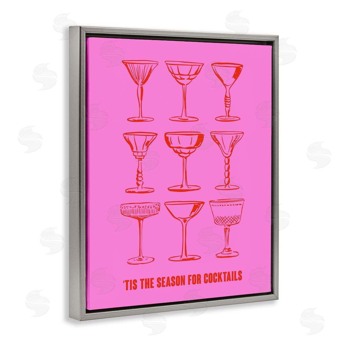 Season For Cocktails Grey Floating Frame Canvas Wall Art, Home Decor by House of Lulu