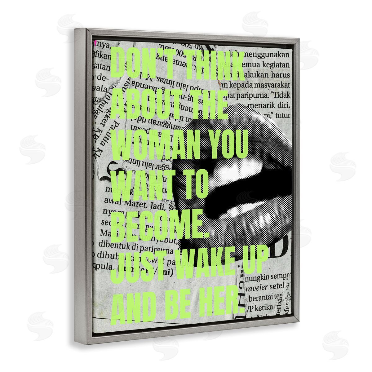 Wake Up & Be Her Inspiring Grey Floating Frame Canvas Wall Art, Home Decor by House of Lulu