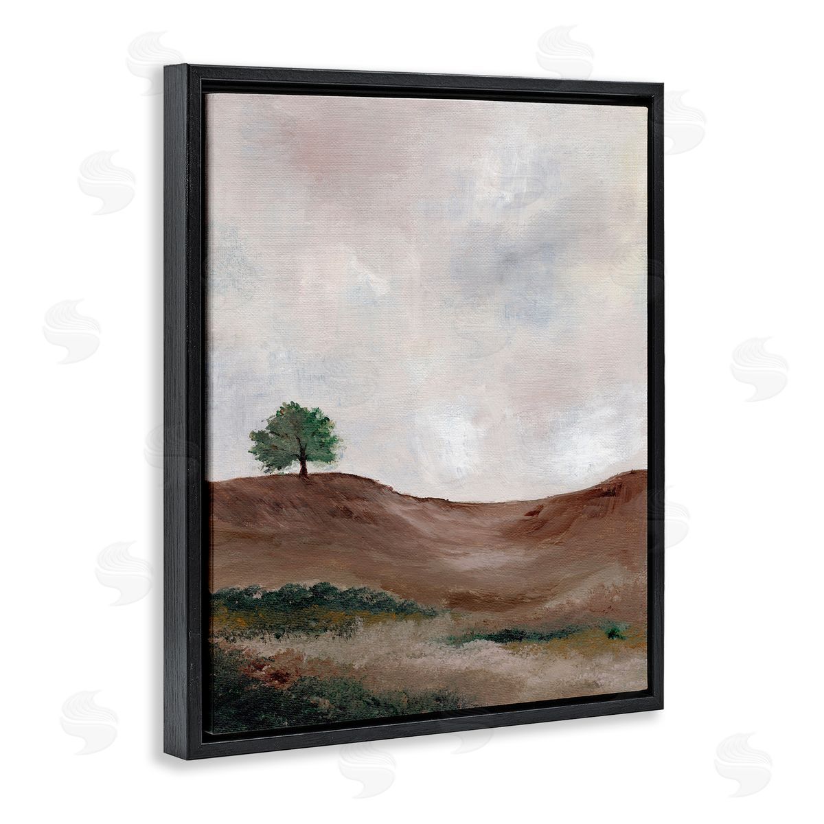 Curving Desert Hill Black Floating Frame Canvas Wall Art, Home Decor by Nikita Jariwala