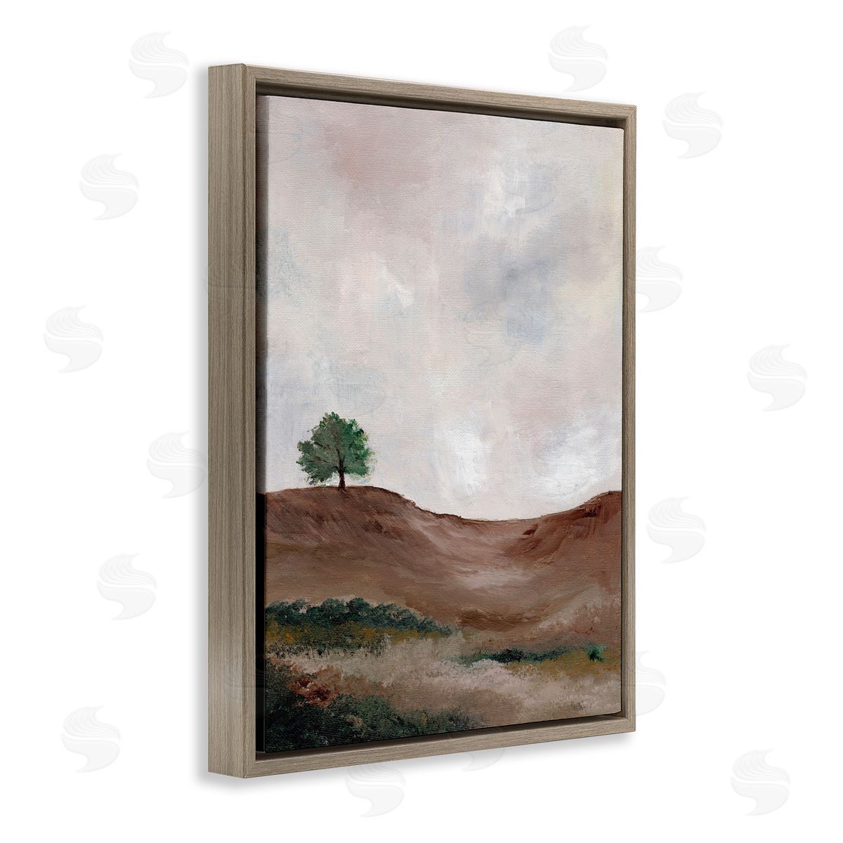 Curving Desert Hill Brown Floating Frame Canvas Wall Art, Home Decor by Nikita Jariwala