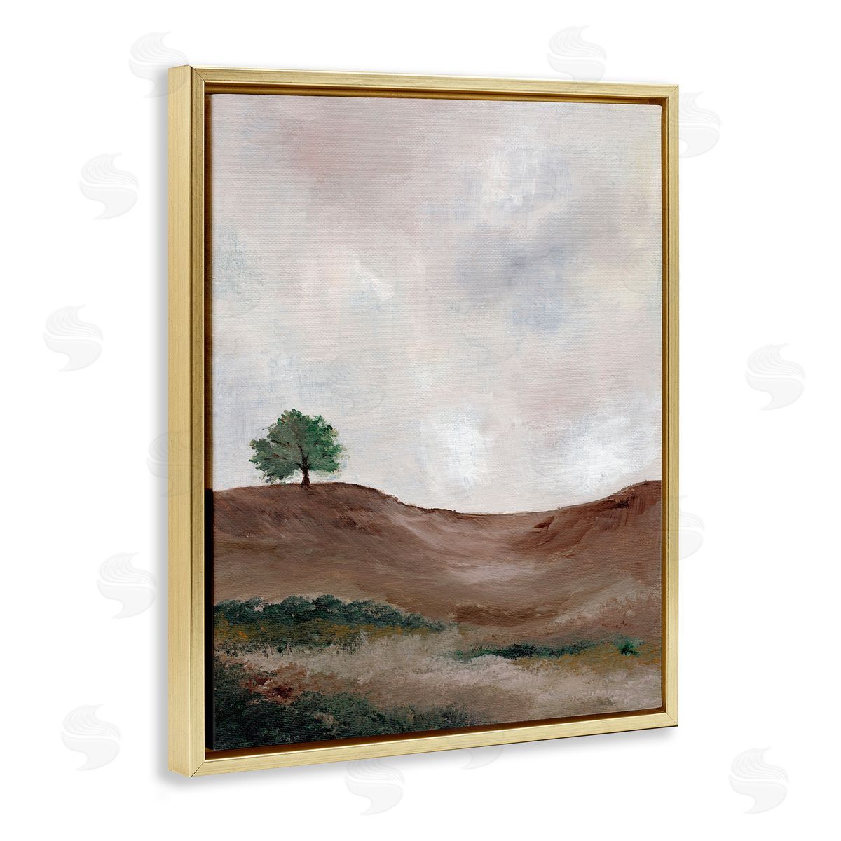 Curving Desert Hill Gold Floating Frame Canvas Wall Art, Home Decor by Nikita Jariwala