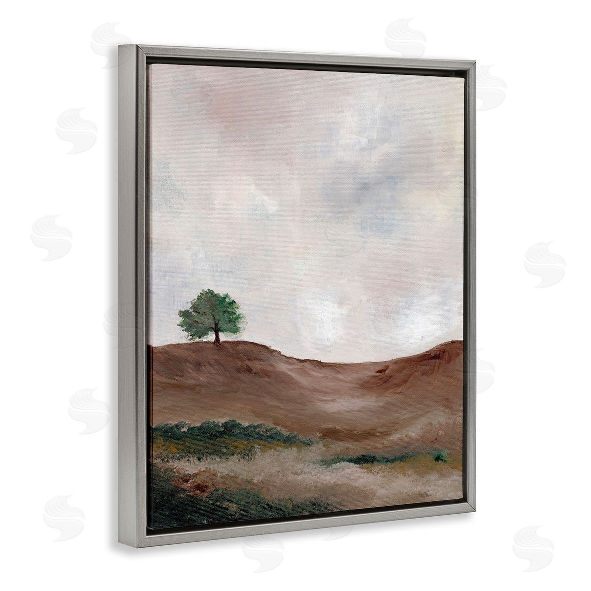 Curving Desert Hill Grey Floating Frame Canvas Wall Art, Home Decor by Nikita Jariwala