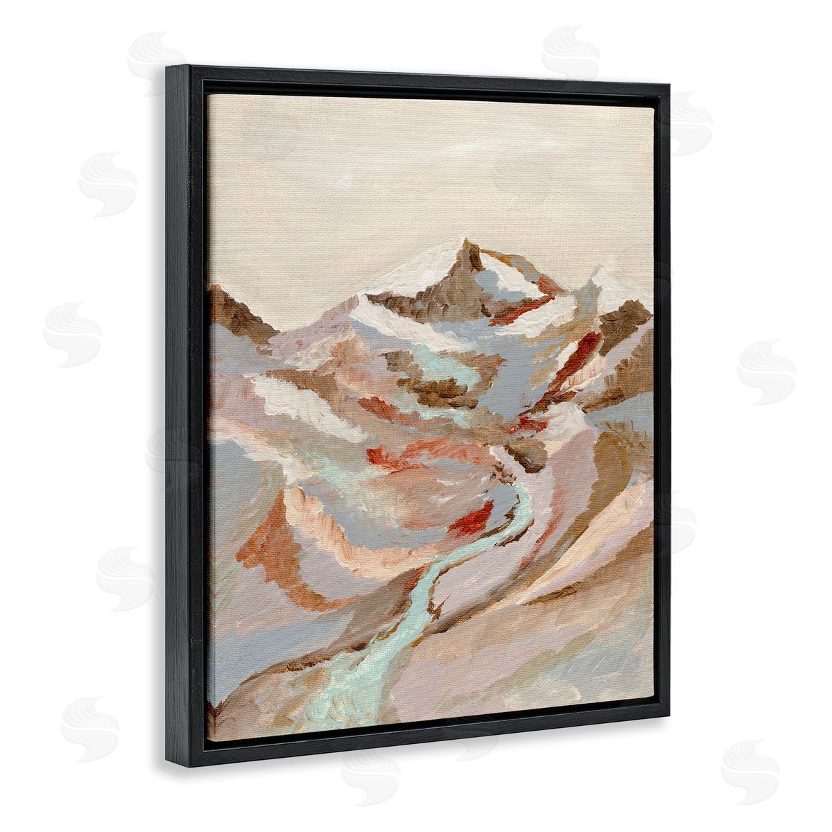 Earthen Tones Landscape Black Floating Frame Canvas Wall Art, Home Decor by Nikita Jariwala