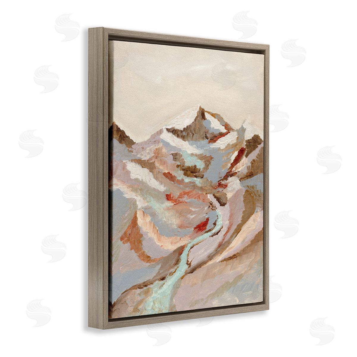 Earthen Tones Landscape Brown Floating Frame Canvas Wall Art, Home Decor by Nikita Jariwala