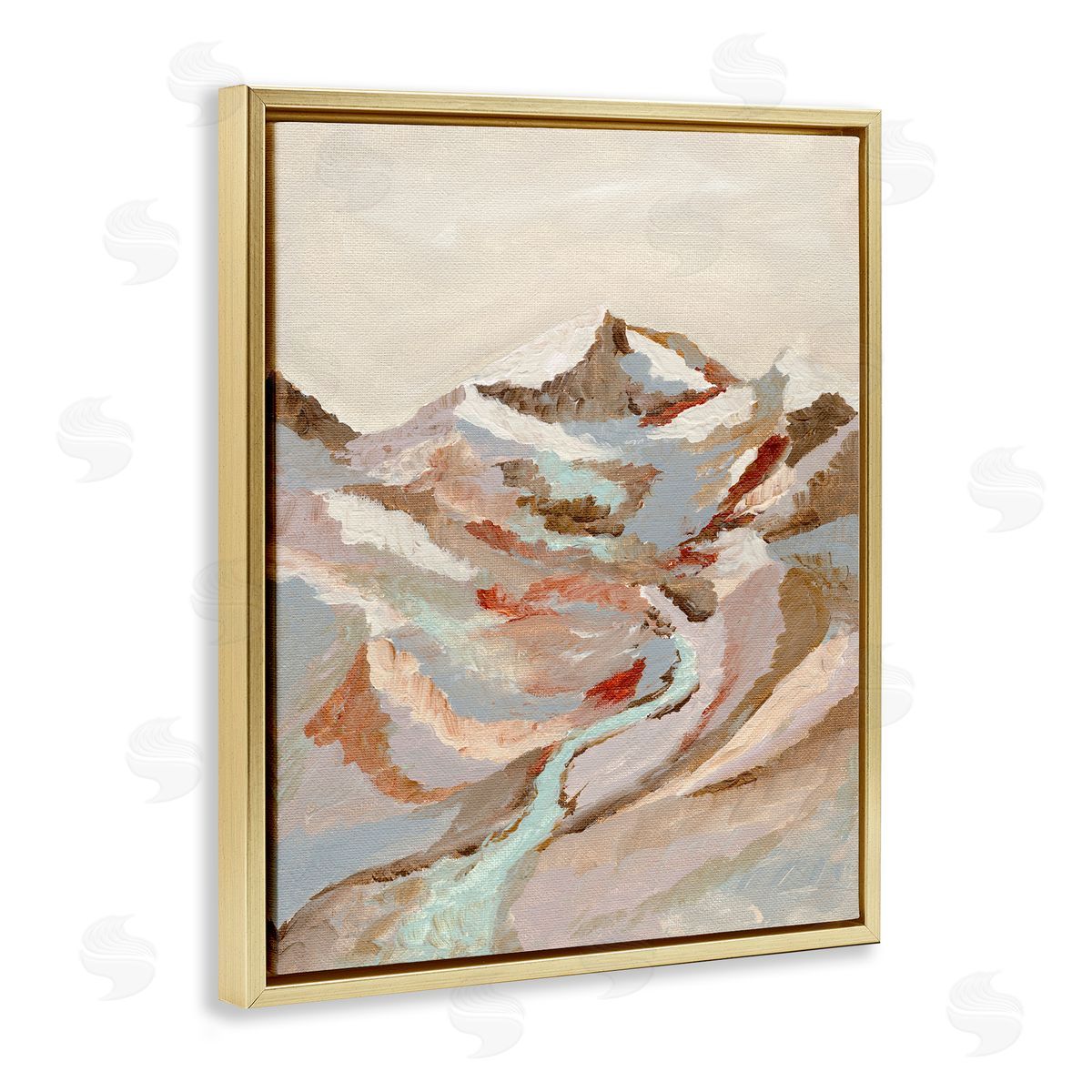 Earthen Tones Landscape Gold Floating Frame Canvas Wall Art, Home Decor by Nikita Jariwala