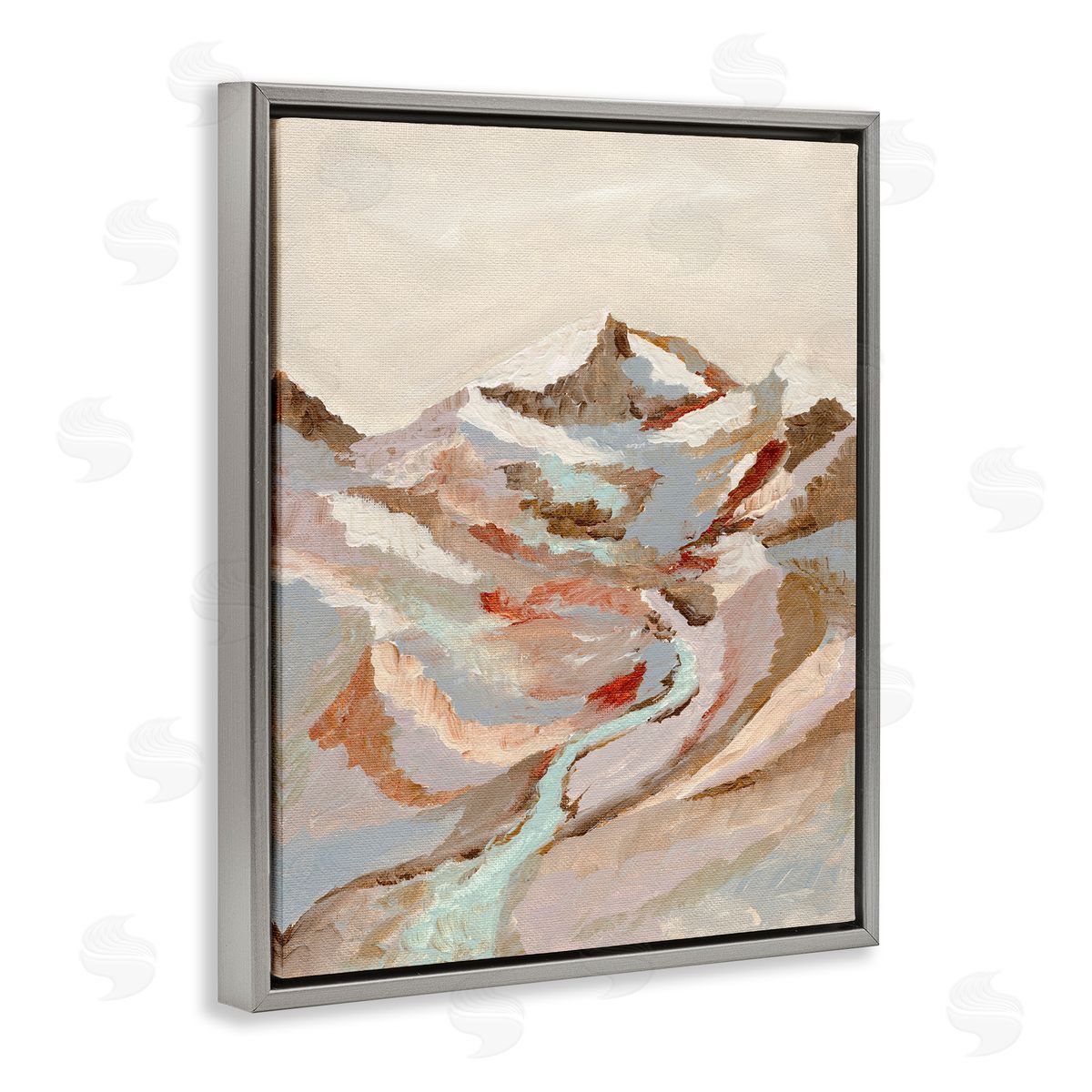 Earthen Tones Landscape Grey Floating Frame Canvas Wall Art, Home Decor by Nikita Jariwala