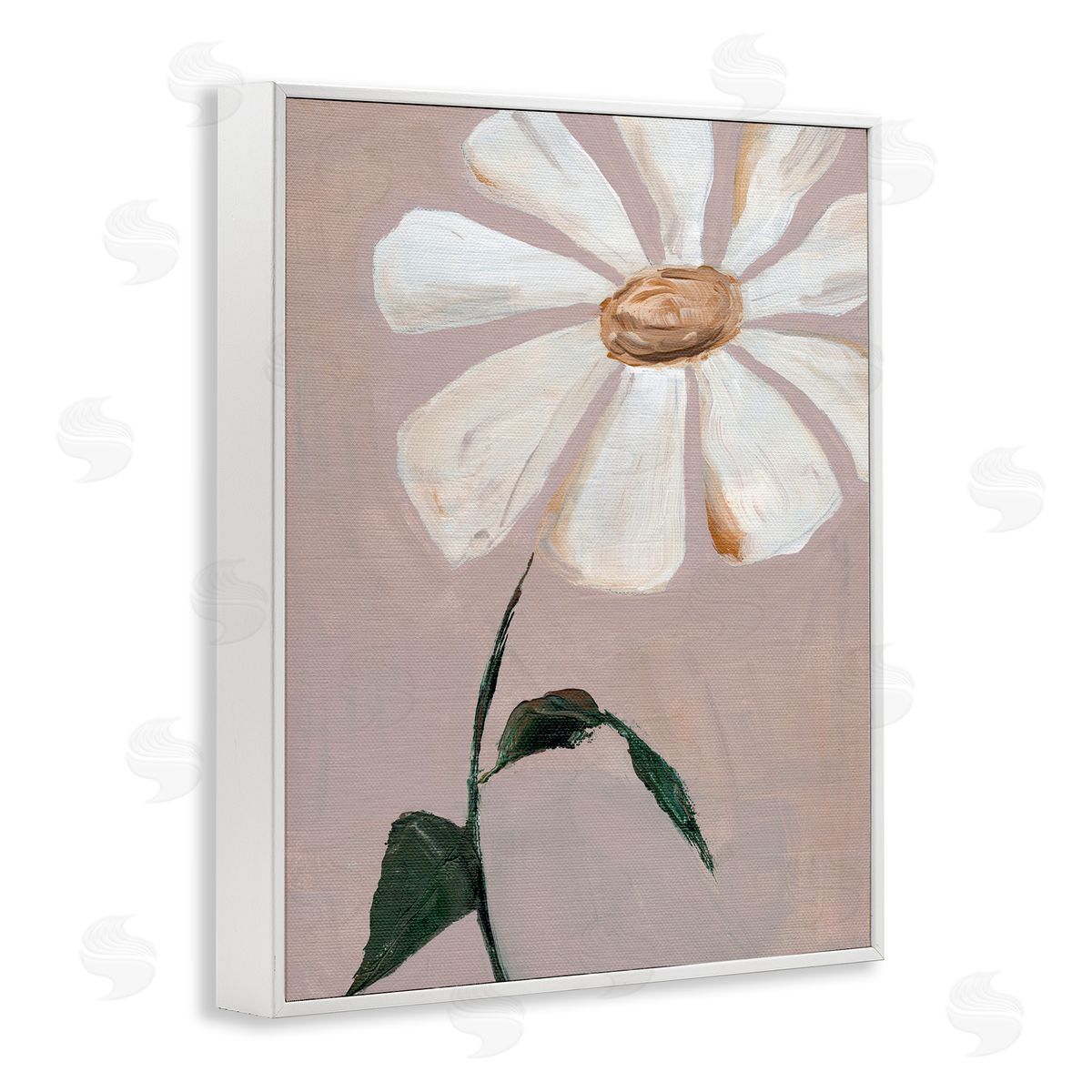 Single Daisy Sprig White Frame Print Wall Art, Home Decor by Nikita Jariwala