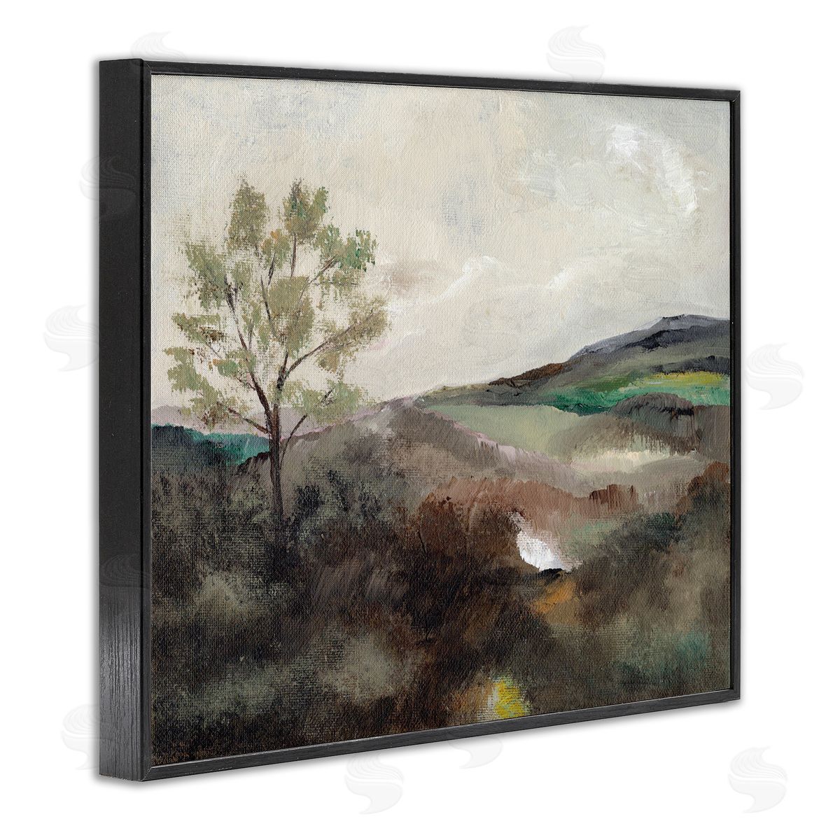 Beige Toned Landscape Black Frame Print Wall Art, Home Decor by Nikita Jariwala
