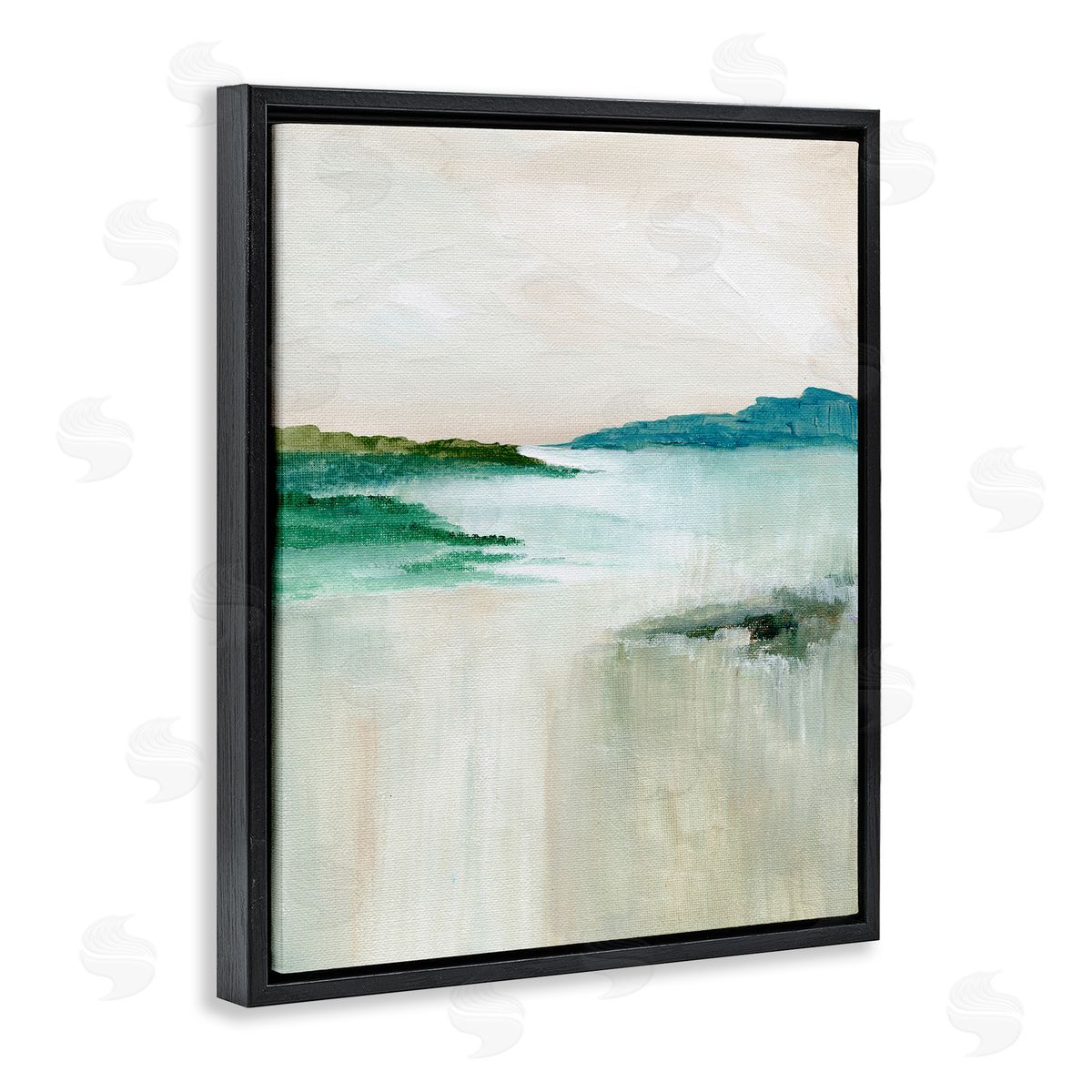 Blue Tone Misty Landscape Black Floating Frame Canvas Wall Art, Home Decor by Nikita Jariwala
