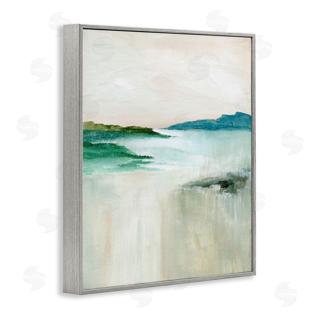 Blue Tone Misty Landscape Grey Frame Print Wall Art, Home Decor by Nikita Jariwala
