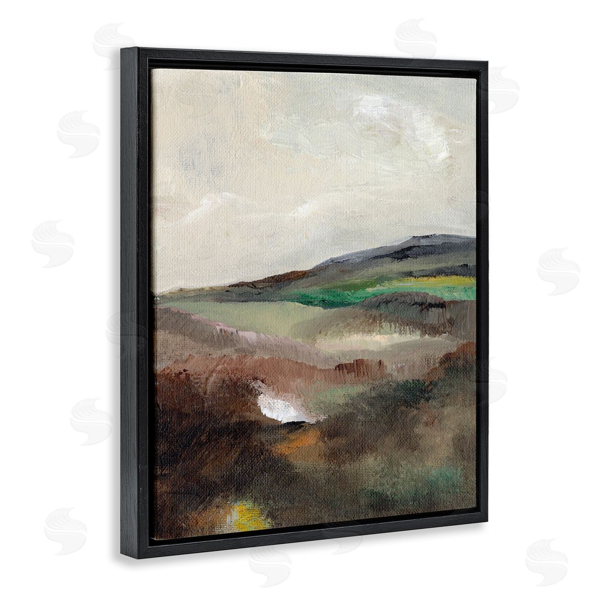 Misty Hills Land Black Floating Frame Canvas Wall Art, Home Decor by Nikita Jariwala