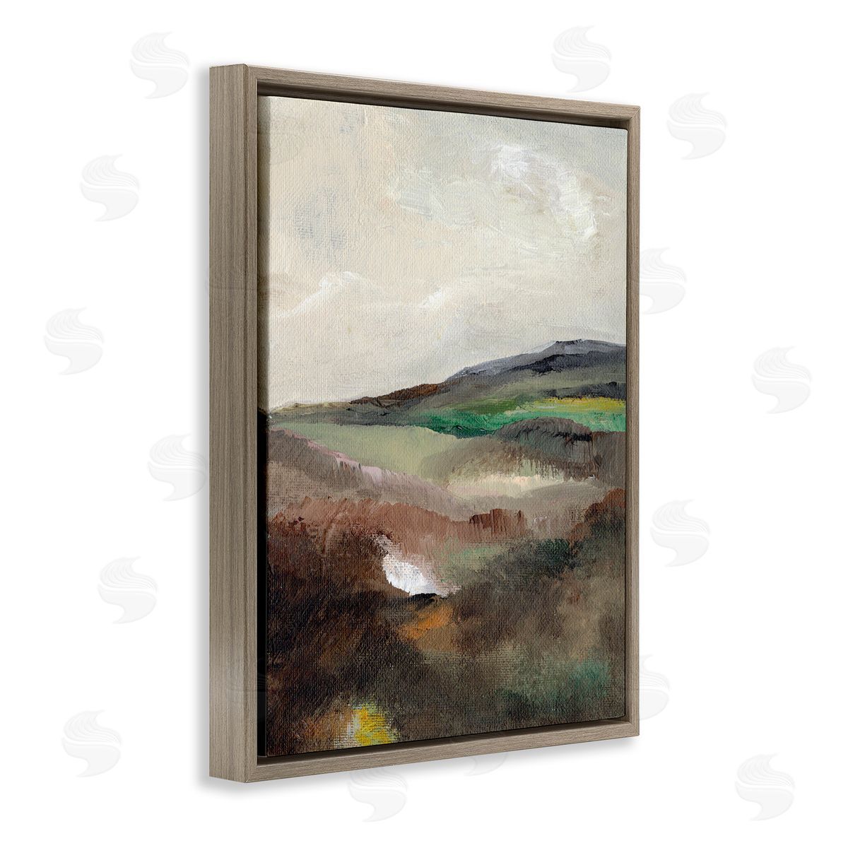 Misty Hills Land Brown Floating Frame Canvas Wall Art, Home Decor by Nikita Jariwala