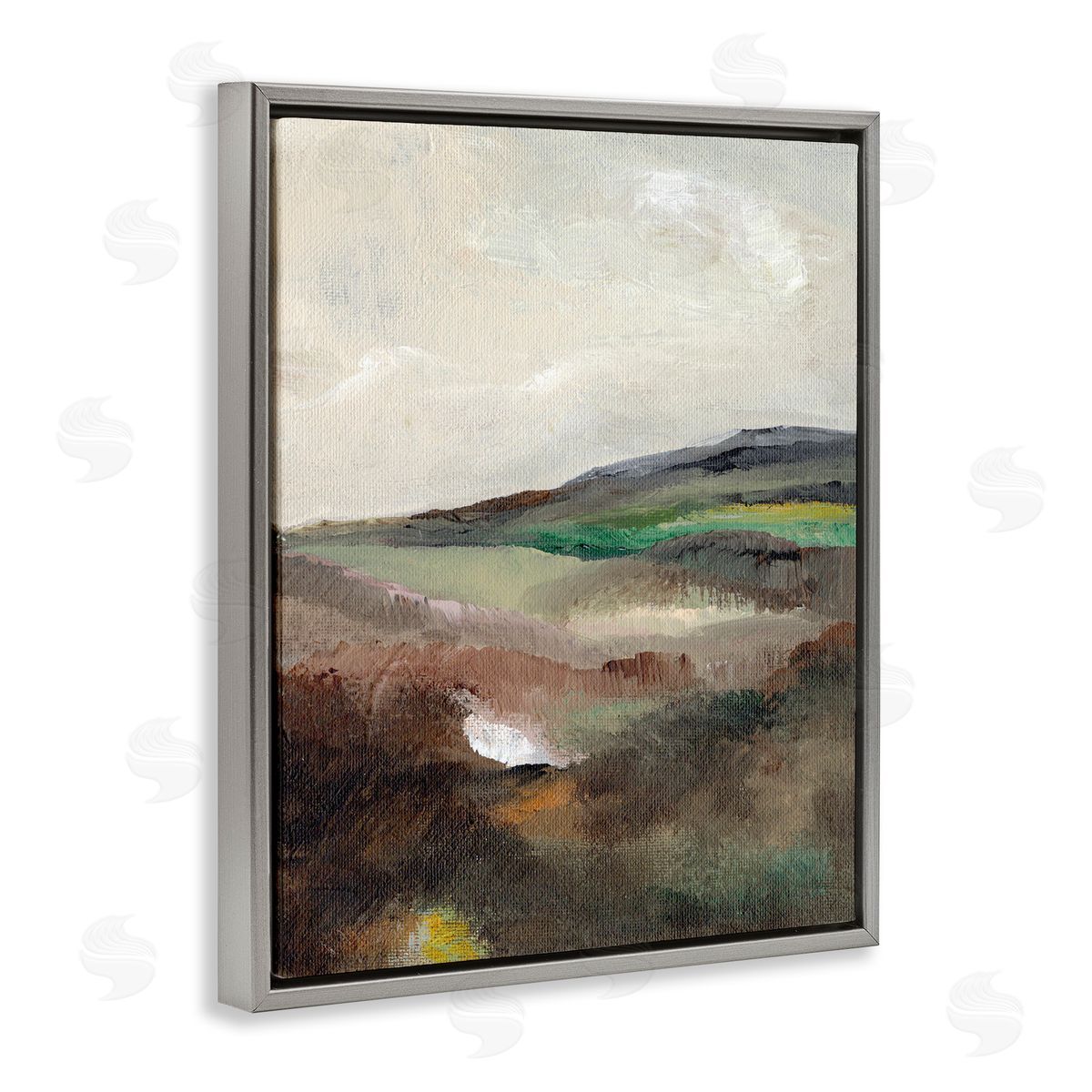 Misty Hills Land Grey Floating Frame Canvas Wall Art, Home Decor by Nikita Jariwala