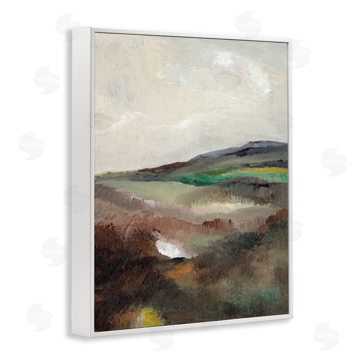 Misty Hills Land White Frame Print Wall Art, Home Decor by Nikita Jariwala