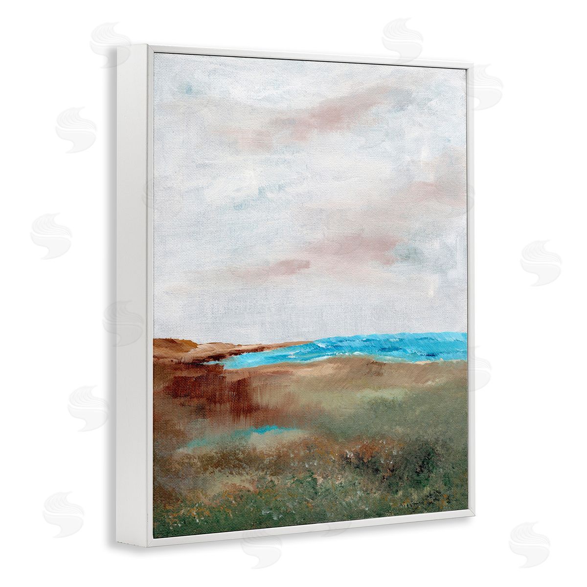 Seascape Brushed Landscape White Frame Print Wall Art, Home Decor by Nikita Jariwala