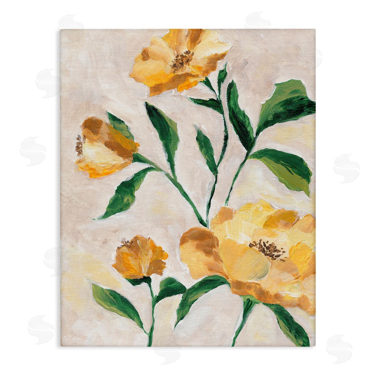 Yellow Camellia Blossoms Canvas Wall Art, Home Decor by Nikita Jariwala