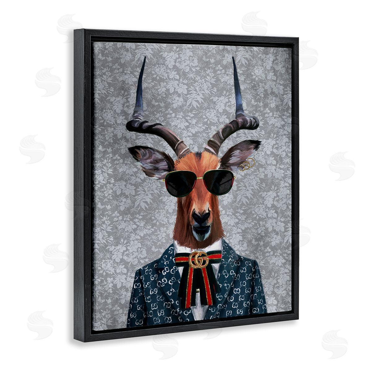 Fashion Forward Antelope Black Floating Frame Canvas Wall Art, Home Decor by Svetlana Aleynikova