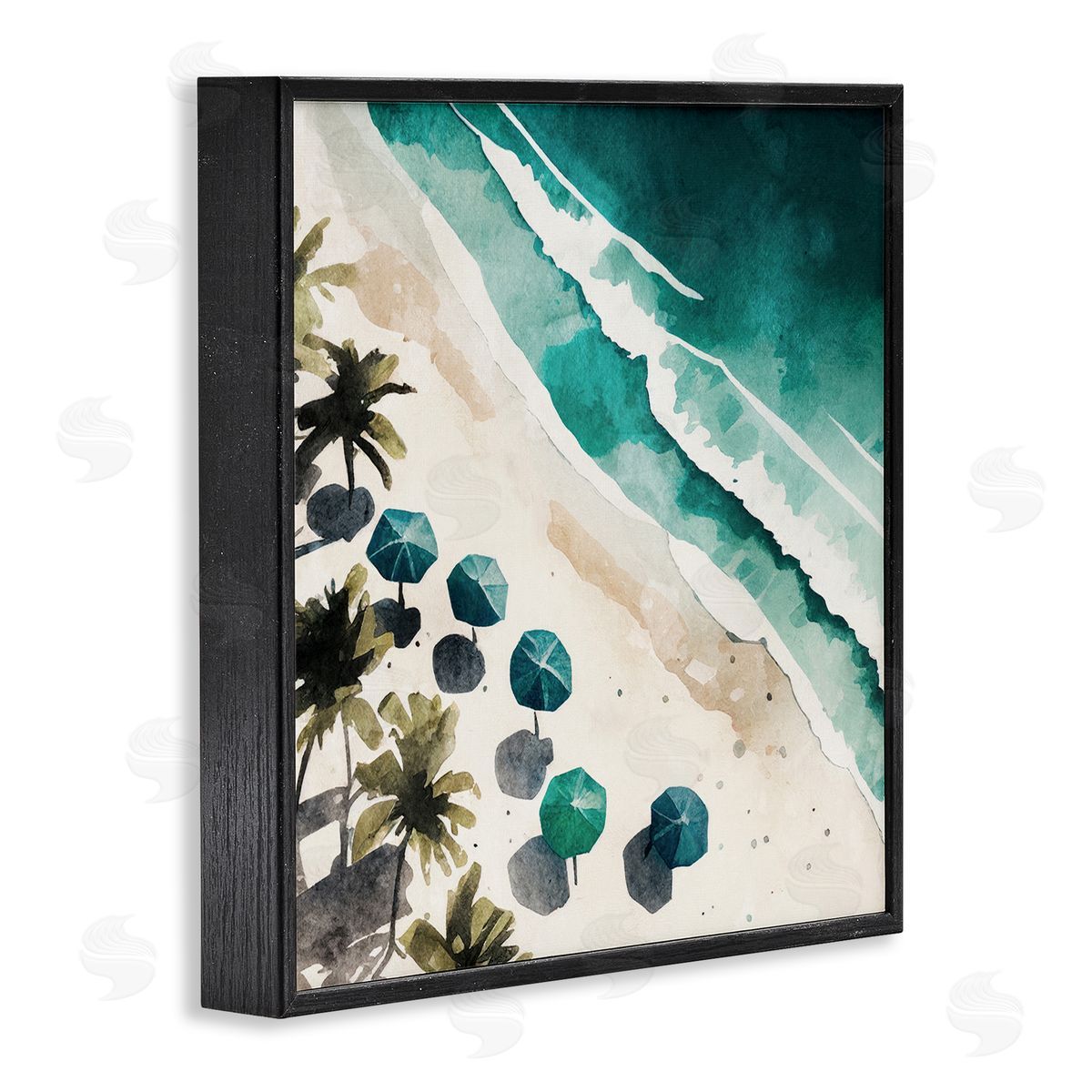 Umbrella Lined Coast Black Frame Print Wall Art, Home Decor by Svetlana Aleynikova