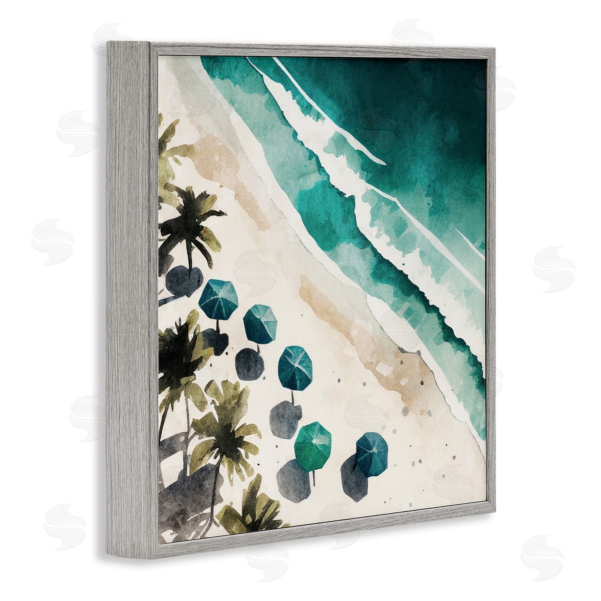 Umbrella Lined Coast Grey Frame Print Wall Art, Home Decor by Svetlana Aleynikova
