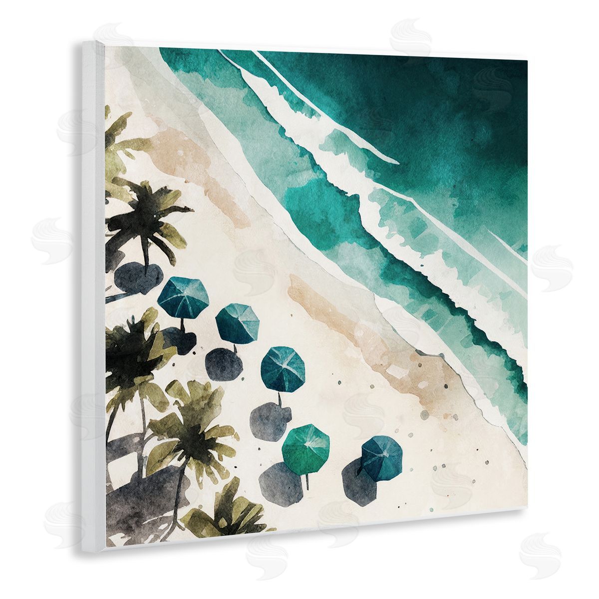 Umbrella Lined Coast Wood Plaque Wall Art, Home Decor by Svetlana Aleynikova
