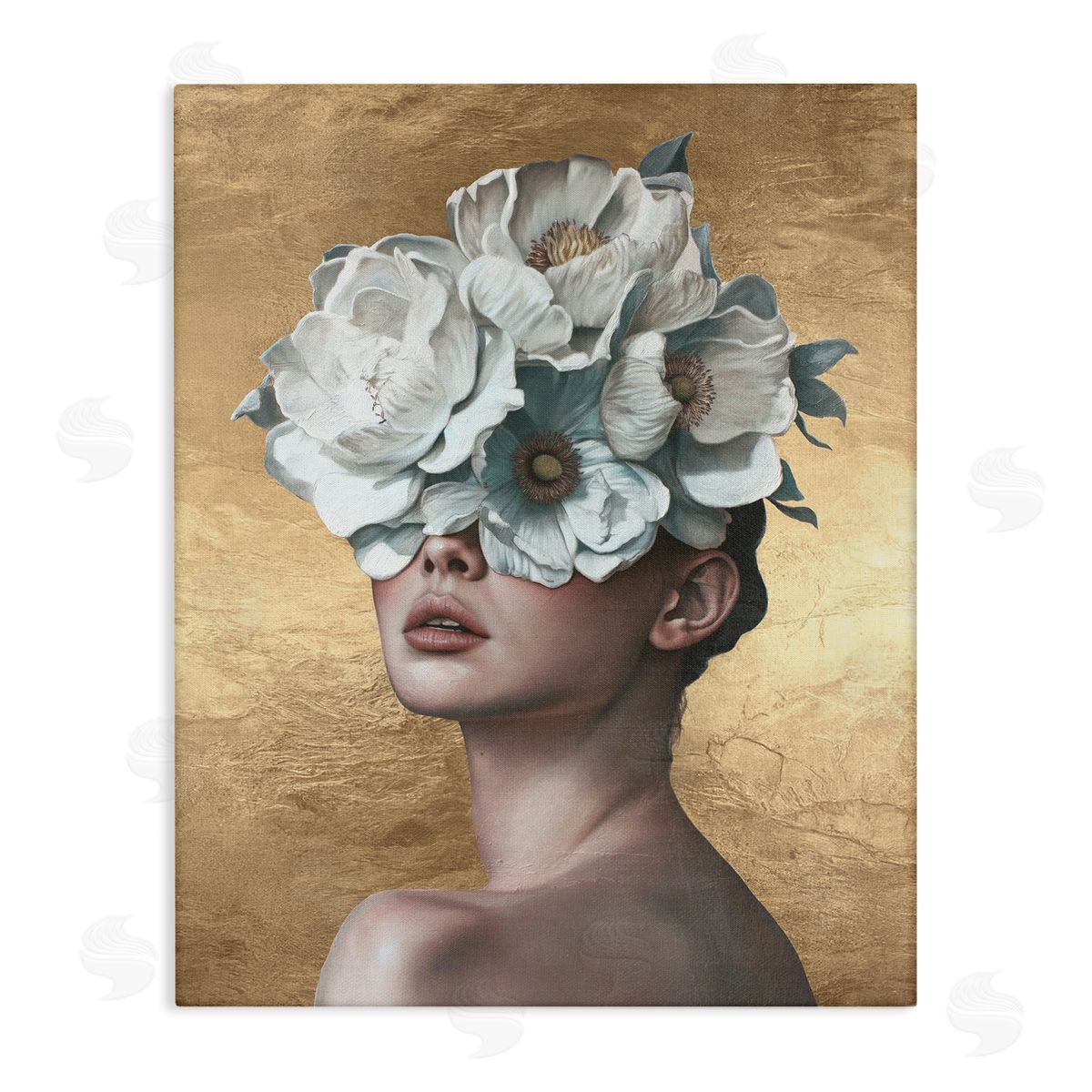 Flower Lady on Gold Canvas Wall Art, Home Decor by Svetlana Aleynikova