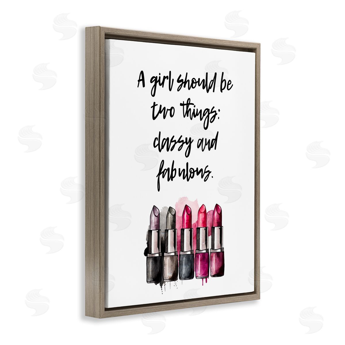 Classy Fabulous Lipsticks Brown Floating Frame Canvas Wall Art, Home Decor by Svetlana Aleynikova