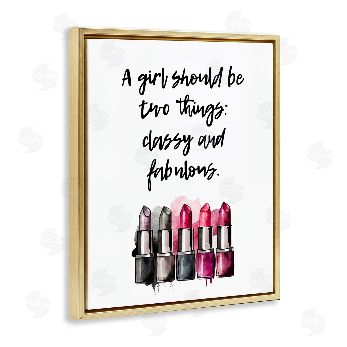 Classy Fabulous Lipsticks Gold Floating Frame Canvas Wall Art, Home Decor by Svetlana Aleynikova