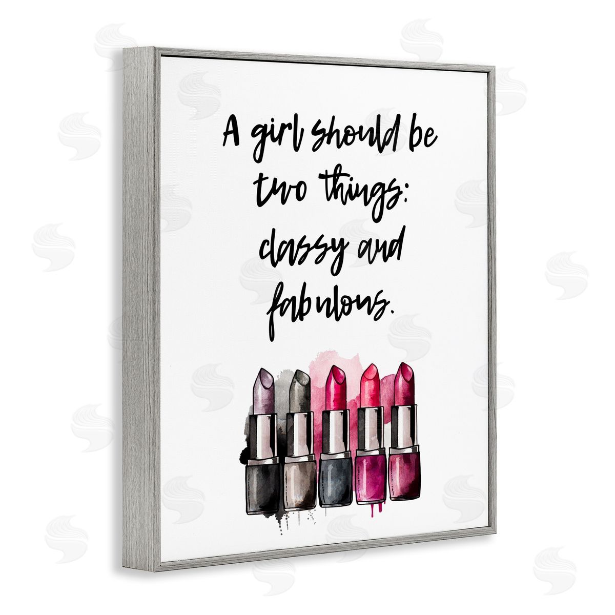 Classy Fabulous Lipsticks Grey Frame Print Wall Art, Home Decor by Svetlana Aleynikova