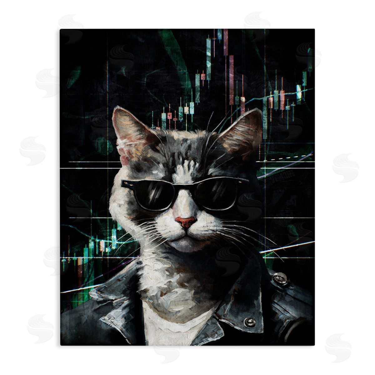 Trendy Cat Sunglasses Canvas Wall Art, Home Decor by Svetlana Aleynikova