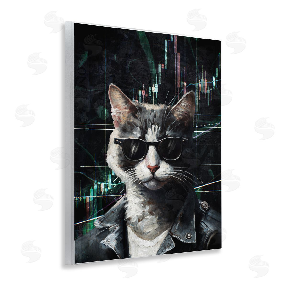 Trendy Cat Sunglasses Wood Plaque Wall Art, Home Decor by Svetlana Aleynikova