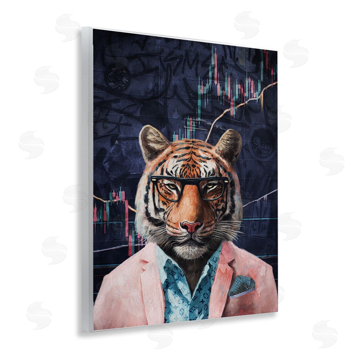 Trendy Tiger on Abstract Wood Plaque Wall Art, Home Decor by Svetlana Aleynikova