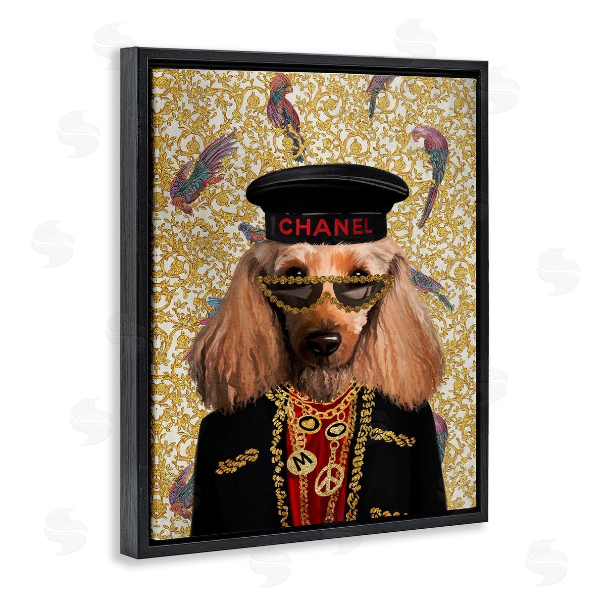 Fashion Brand Dog Black Floating Frame Canvas Wall Art, Home Decor by Svetlana Aleynikova