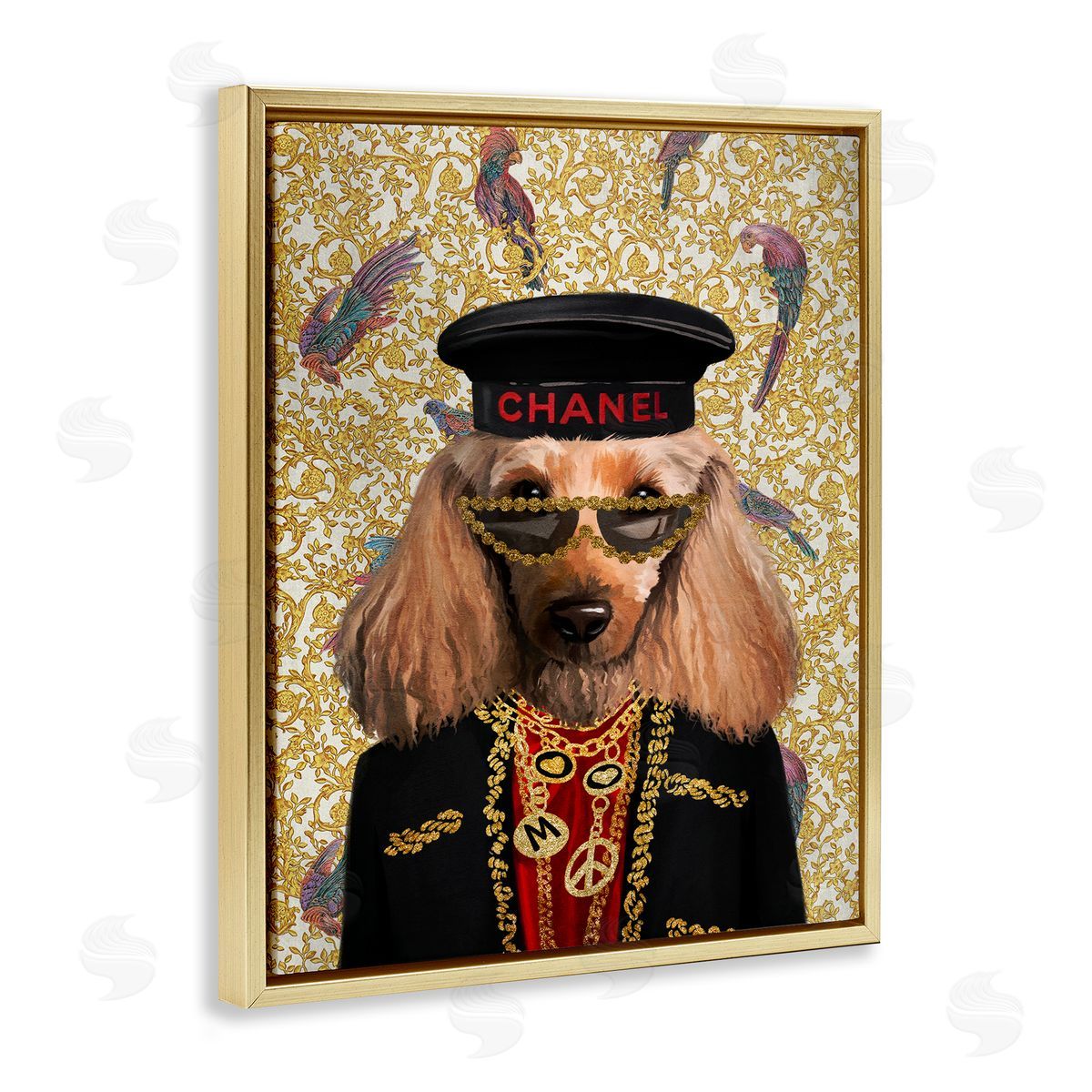 Fashion Brand Dog Gold Floating Frame Canvas Wall Art, Home Decor by Svetlana Aleynikova