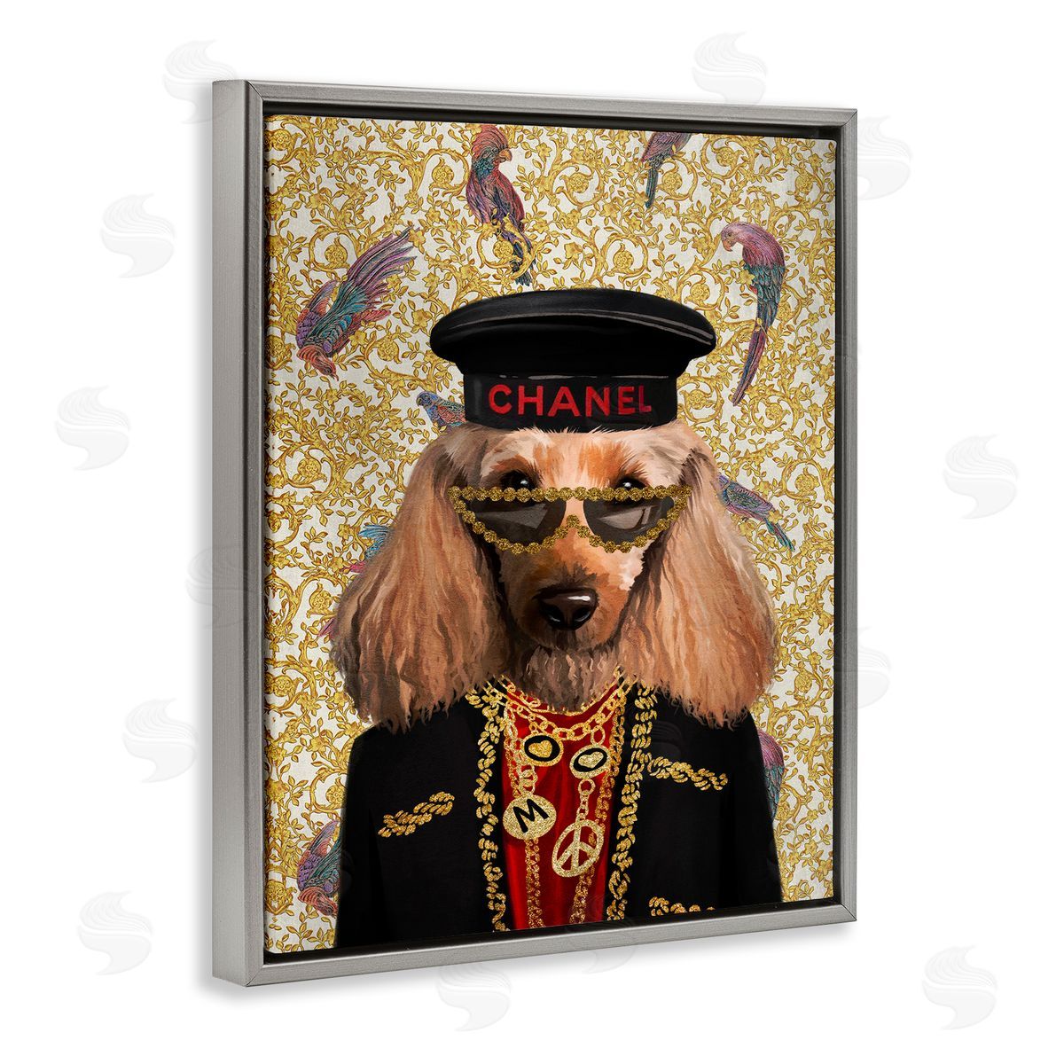 Fashion Brand Dog Grey Floating Frame Canvas Wall Art, Home Decor by Svetlana Aleynikova